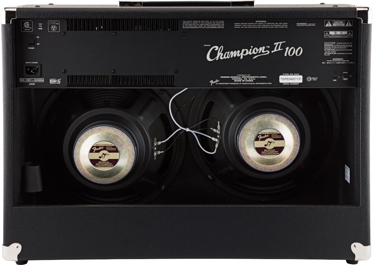 Fender Champion II 100-Watt Guitar Combo Amplifier Bundle with Cable, Picks, and Austin Bazaar Instructional Video